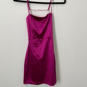 Open back hot pink mini dress